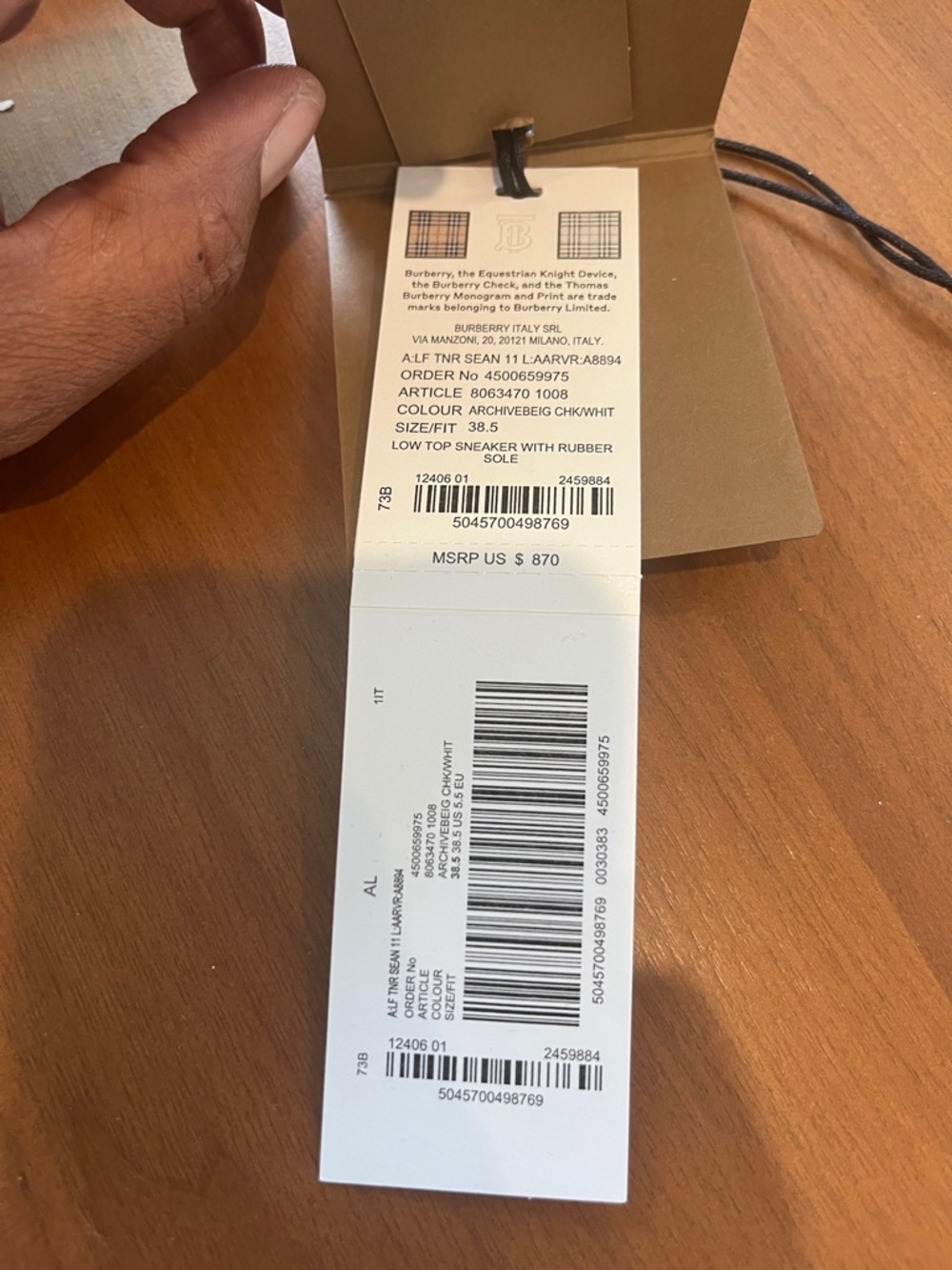 Burberry Beige/Tan Sneaker Box Label - Picture 14 of 14